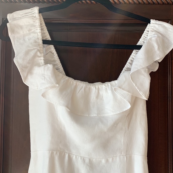 ☀️REFORMATION Amethyst linen midi dress with slit & ruffles - Picture 10 of 14